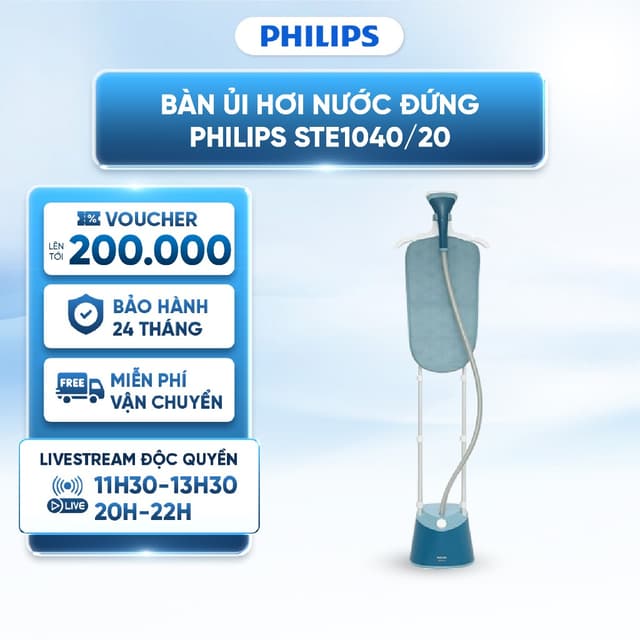 Philips Bàn Ủi Hơi Nước Đứng STE1040/20 1800W - Ván Ủi StyleBoard - Bình Chứa 1.8L -Chức năng tẩy cặn -Tích hợp móc treo - Ảnh 11