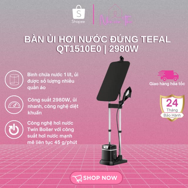 Bàn ủi hơi nước đứng Tefal IXEO Plus QT1510E0 | Công suất 2980W - Bảo hành 24 Tháng - Ảnh 4