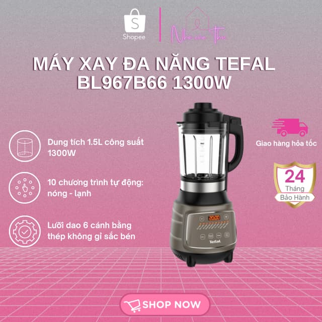 Máy làm sữa hạt, xay nấu đa năng Tefal - BL967B66 1300W | Xay nấu đa năng , cối thủy tinh dễ vệ sinh - Ảnh 11