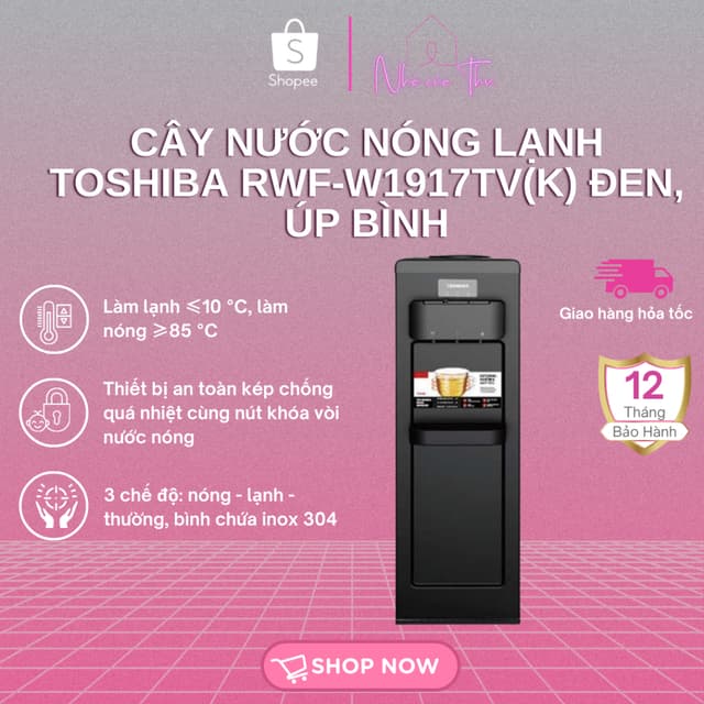 Cây nước nóng lạnh Toshiba RWF-W1917TV(K) | úp bình - Công suất 650W - Bảo hành 12 tháng - Ảnh 8