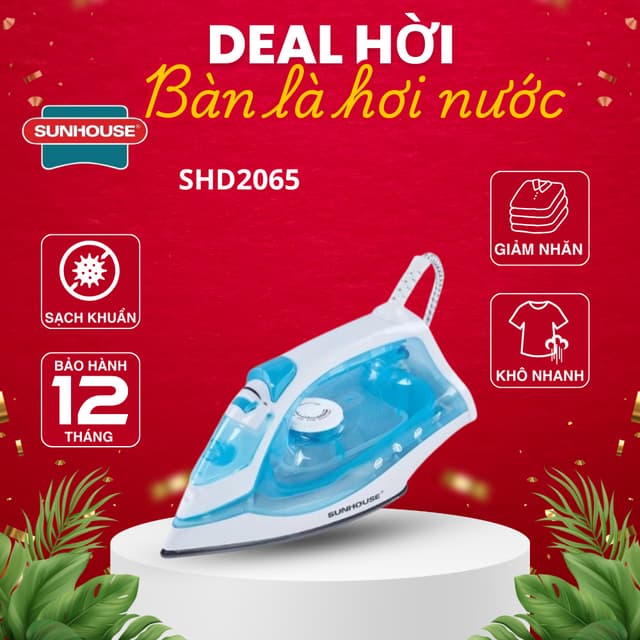 Bàn ủi hơi nước sunhouse SHD2065, công suất 1600w, tự ngắt điện sau 30s không di chuyển - Ảnh 9
