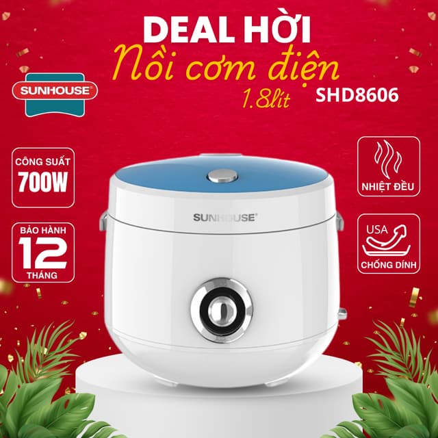 Nồi cơm điện nắp gài Sunhouse Mama 1.8 lít SHD8606 - Ảnh 8