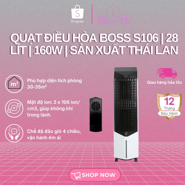 Quạt điều hòa Boss S106 | 28 lít | 160W - Bảo hành 12 tháng - Ảnh 2