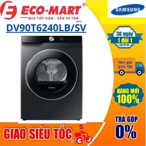 Máy sấy Samsung DV90T6240LB/SV 9 kg bơm nhiệt ( Tặng giao lắp đặt miễn phí) - Ảnh 1