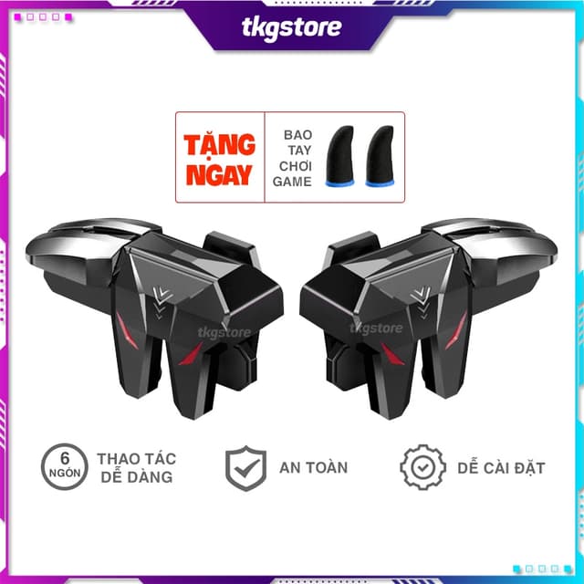 Nút bấm chơi game S1 bắn Pubg Mobile Free Fire 6 ngón cực nhạy kẹp rộng 13mm dùng cho mọi điện thoại - Ảnh 4