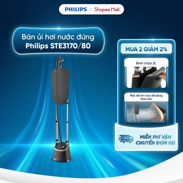 Bàn ủi hơi nước đứng Philips STE3170/80 - Công suất 2000W, 3 chế độ hơi phun - Làm nóng nhanh - BH 24 tháng - Ảnh 8