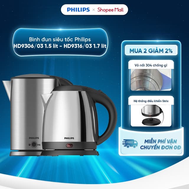 [Livestream] Bình đun siêu tốc Philips HD9306/03 1.5 lít - HD9316/03 1.7 lít - Công suất 1800W, BH 24 Tháng - Ảnh 10
