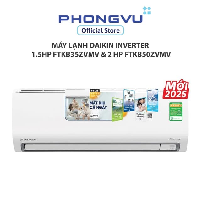 [Shopee Lắp Đặt 0Đ HN HCM] Máy lạnh Daikin Inverter 1.5HP FTKB35ZVMV & 2 HP FTKB50ZVMV - Làm lạnh ổn định - Ảnh 4