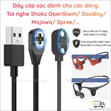 So sánh giá (BH 12Th) Cáp sạc tai nghe bluetooth truyền dẫn xương 4 chấu Shokz OpenSwim Pro S710 Soudivy RS1 IPX8 Mojawa Sprse vuông rẻ nhất?