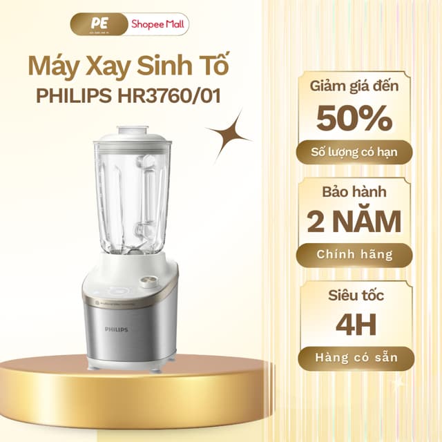 Máy Xay Sinh Tố PHILIPS HR3760/01 | 1500W - 1.8L | Hàng Chính Hãng, Bảo Hành 2 Năm - Ảnh 2