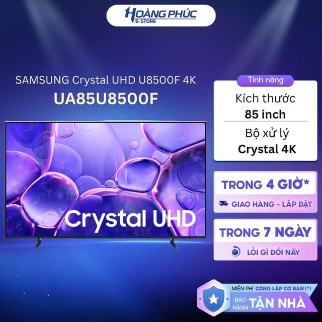 UA85U8500F | SAMSUNG 85 Inch Crystal UHD U8500F 4K Smart TV (2025) UA85U8500FKXXV - Ảnh 5