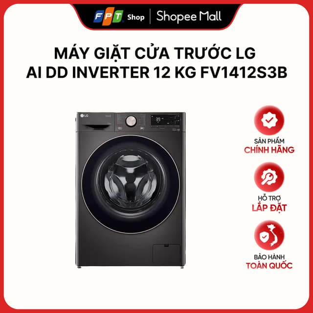 [Hàng chính hãng] Máy giặt cửa trước LG AI DD Inverter 12 Kg FV1412S3B - Ảnh 9
