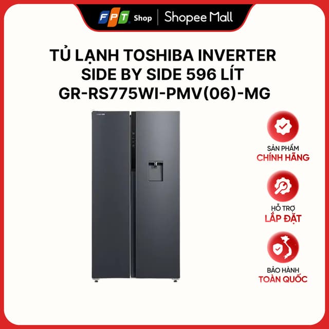 [Hàng chính hãng] Tủ lạnh Toshiba Inverter Side By Side 596 lít GR-RS775WI-PMV(06)-MG - Ảnh 6