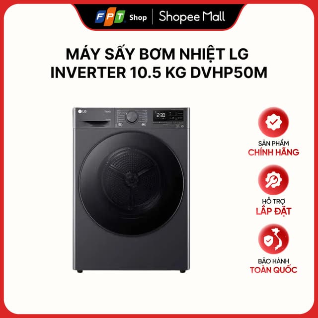 [Hàng chính hãng] Máy sấy bơm nhiệt LG Inverter 10.5 Kg DVHP50M - Ảnh 6