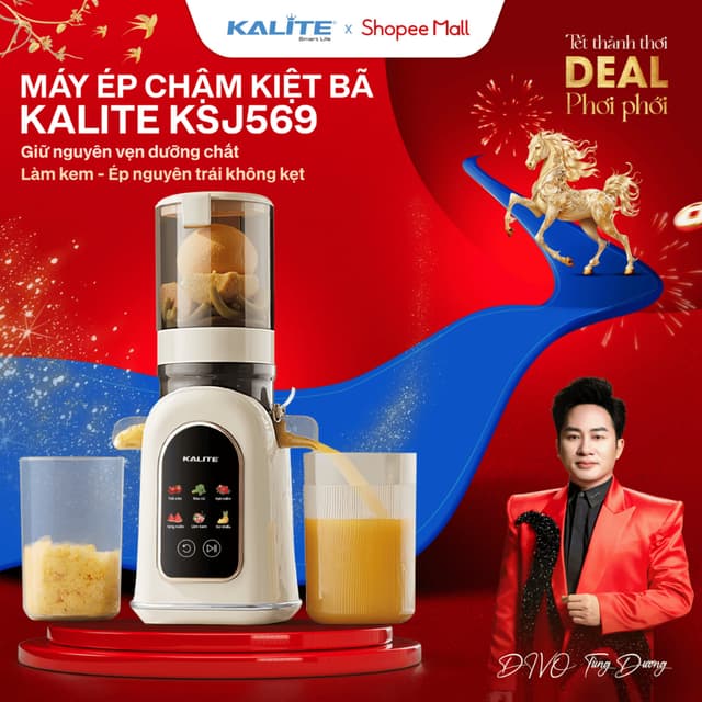 Máy ép chậm Kalite KSJ569 ép kiệt bã 99% không sinh nhiệt tích hợp làm kem, màn hình cảm ứng cao cấp - Ảnh 10
