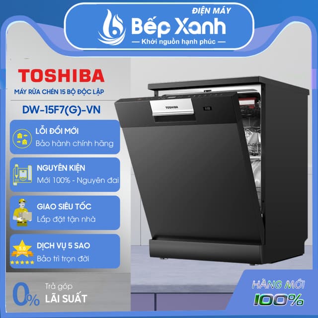 [Chính Hãng] Máy Rửa Chén Toshiba DW-15F7(G)-VN 2025 + Rửa Sấy Khô Tuyệt Hảo - Bảo Hành 36T - Ảnh 9
