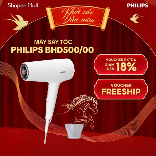 Máy Sấy Tóc Philips BHD308/10 | BHD350/10 | BHD500/00 | BHD510/00 Chính Hãng Bảo Hành 24 Tháng - Ảnh 11