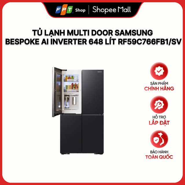 [Hàng chính hãng] Tủ lạnh Multi Door Samsung BeSpoke AI Inverter 648 lít RF59C766FB1/SV - Ảnh 8