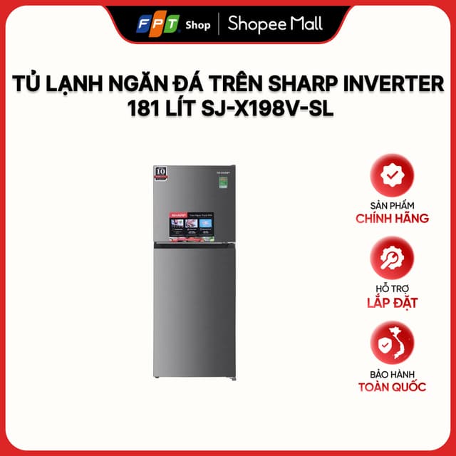 [Hàng chính hãng] Tủ lạnh Sharp Inverter 181 lít SJ-X198V-SL - Ảnh 3
