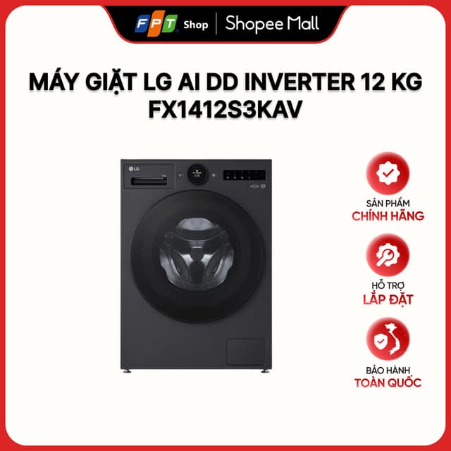 [Hàng chính hãng] Máy giặt cửa trước LG AI DD Inverter 12 kg FX1412S3KAV - Ảnh 9