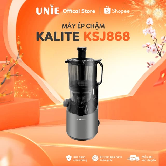 Máy ép chậm Kalite KSJ868 ống tiếp nguyên liệu lớn ép nguyên trái, ép kiệt bã, làm kem,cồng suất 250W, bảo hành 12 tháng - Ảnh 11