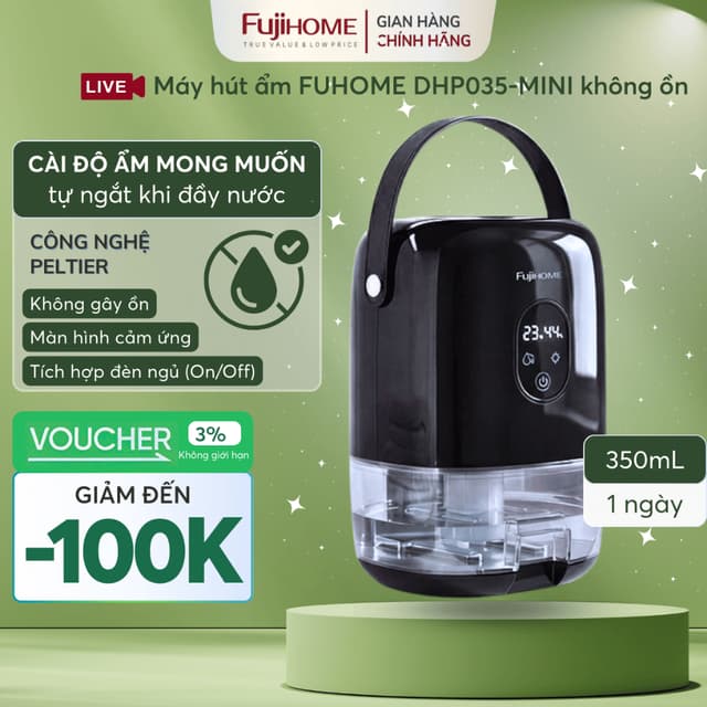Máy hút ẩm mini chống ẩm mốc FUJIHOME DHP035-MINI, thiết bị chống ẩm mốc cầm tay để bàn tủ sách - Ảnh 9