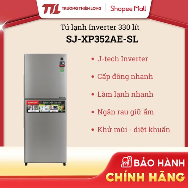 SJ-XP352AE-SL - Tủ Lạnh Sharp Inverter 330 Lít SJ-XP352AE-SL [FREESHIP HCM] - Ảnh 10