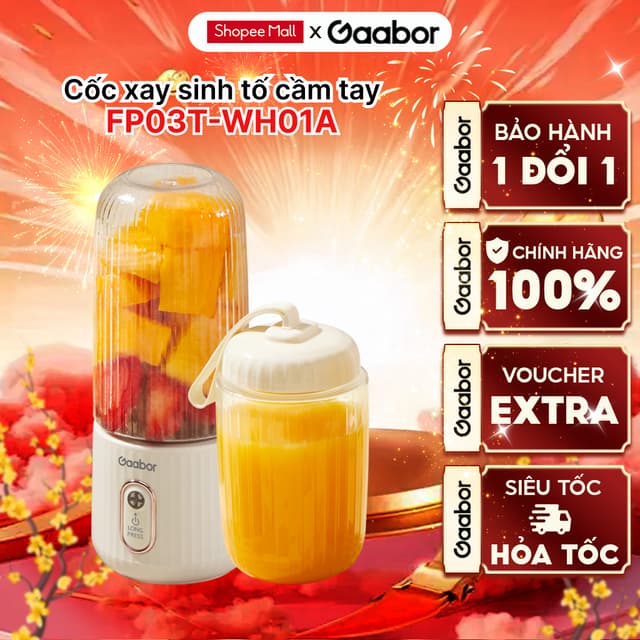 Cốc xay sinh tố cầm tay Gaabor FP03T-WH01A pin sạc tiện lợi 350ml + 280ml dùng cho gym văn phòng - Ảnh 9