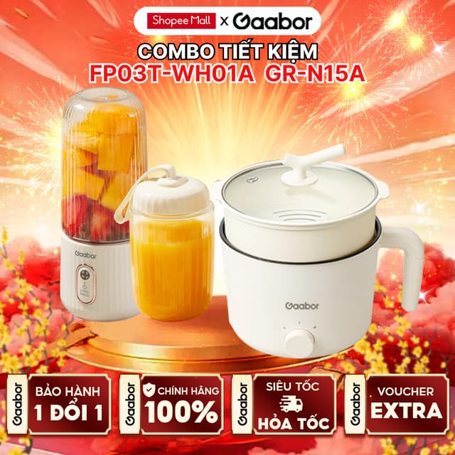 Combo Gaabor 36 máy xay sinh tố cầm tay FP03T-WH01A và nồi điện đa năng 1.5L GR-N15A - Ảnh 9