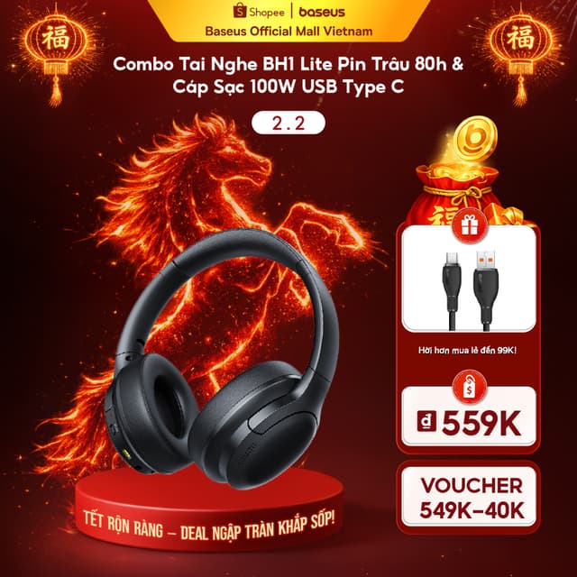 Tai Nghe Baseus Bass BH1 Lite Bluetooth 6.0 App Thông Minh Chống Ồn ENC Chơi Nhạc 80 Giờ - Ảnh 1