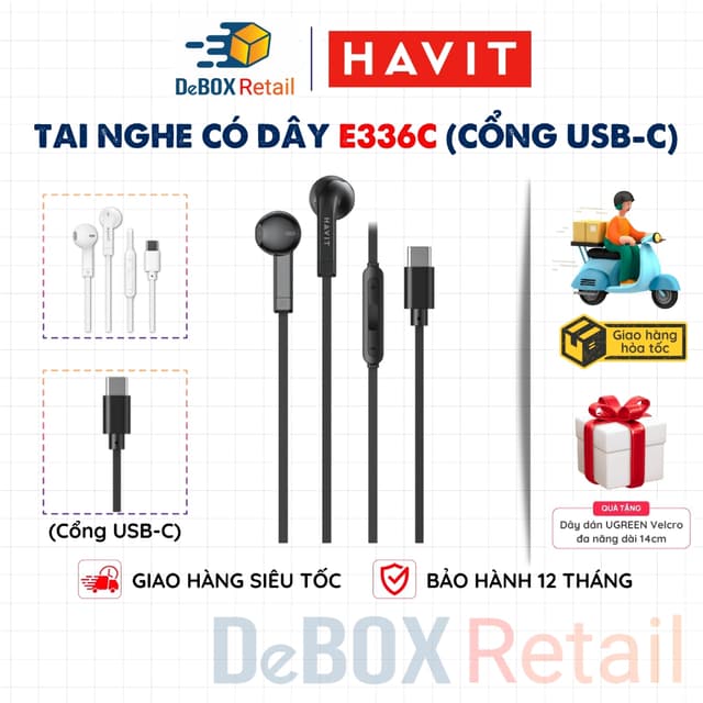 Tai Nghe Có Dây HAVIT E336C (Cổng Type-C) Thiết Kế Bền Nhẹ Kiểu Dáng Semi-inear - Chính hãng - Ảnh 8