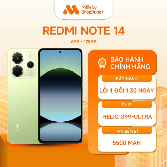 Điện Thoại Xiaomi Redmi Note 14 6GB 128GB Chính Hãng BH 18 Tháng - Ảnh 6