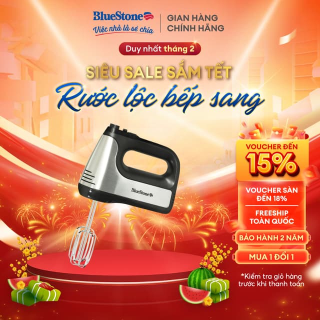Máy Đánh Trứng BlueStone HMB-6336 400W - 5 Tốc Độ, Đánh Bột & Trứng Mạnh Mẽ - Bảo Hành 2 Năm - Ảnh 5