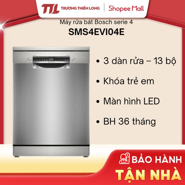 Máy Rửa Bát Bosch SMS4EVI04E Serie 4, Độc Lập [TOÀN QUỐC] - Ảnh 5