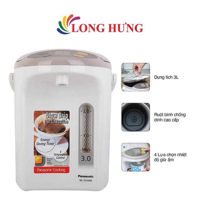 Bình thủy điện Panasonic 3.0 lít NC-EG3000CSY - Hàng chính hãng - Ảnh 9