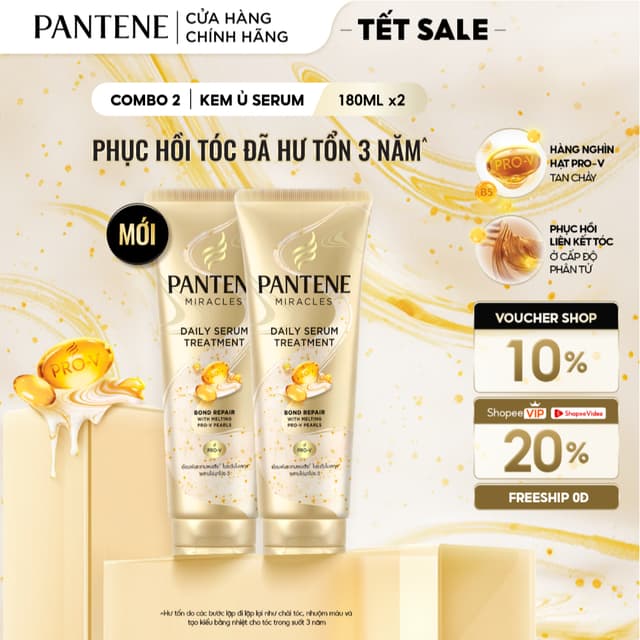 [MỚI] Combo 2 Kem Ủ Tóc Serum PANTENE Miracles Phục Hồi Liên Kết Tóc - Tuýp 180MLx2 - Ảnh 9