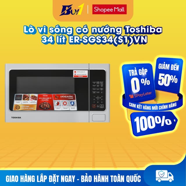 ER-SGS34(S1)VN - Lò vi sóng có nướng Toshiba ER-SGS34(S1)VN 34 lít - Hàng chính hãng - Ảnh 4