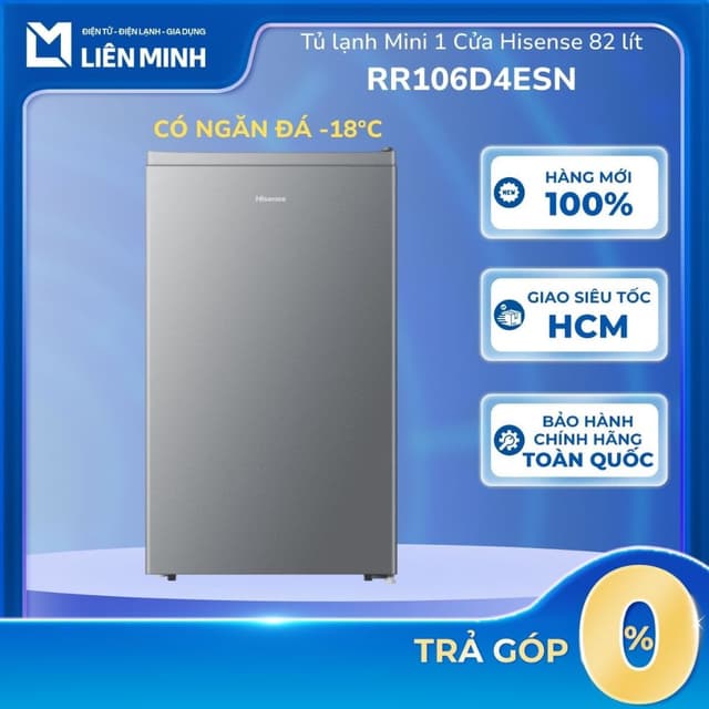 Tủ lạnh mini có ngăn đá Hisense 82 lít RR106D4ESN (Xám) [Giao Toàn Quốc] - Ảnh 11