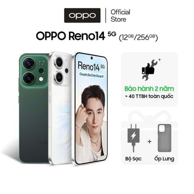 Điện thoại OPPO Reno14 5G 12GB/256GB có NFC, e-sim, nhân bản ứng dụng, AI Camera, 80W - Ảnh 1