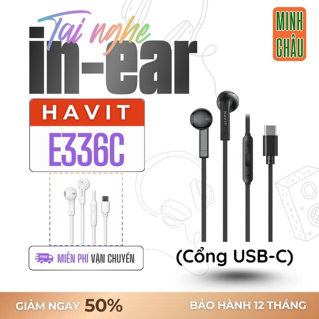 Tai Nghe Có Dây Havit E336C Type-C Thiết Kế Bền Nhẹ Kiểu Dáng Semi-inear - Chính hãng - Ảnh 7