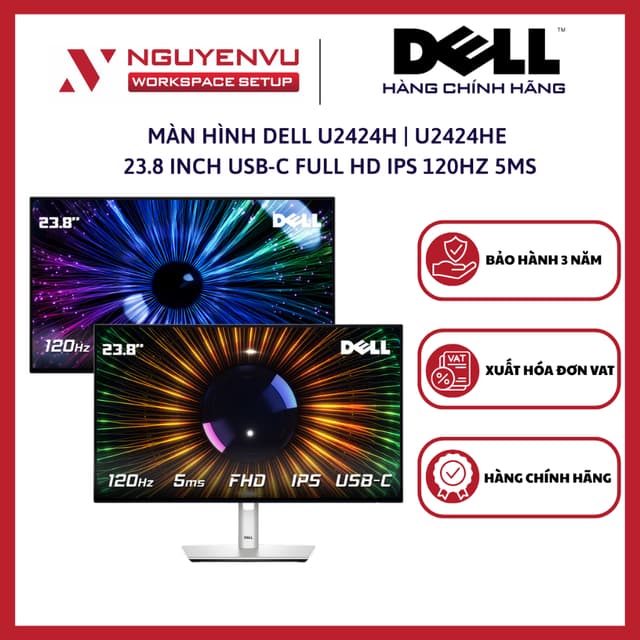 Màn Hình Đồ Họa Ultrasharp Dell U2424H | U2424He 23.8 inch USB-C (FHD IPS 120Hz 5ms) - Hàng Chính Hãng - Ảnh 1