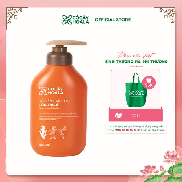 Sữa Tắm Thảo Dược Gừng Nghệ Cỏ Cây Hoa Lá - Làm Sạch Sâu, Mờ Thâm Mụn 500g - Ảnh 8