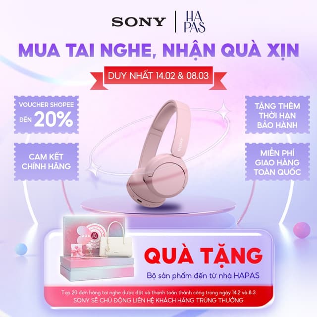 Tai nghe bluetooth Sony WH-CH520 siêu nhẹ 147g đeo thoải mái, chỉnh EQ qua app, nhiều màu thời trang - Ảnh 3