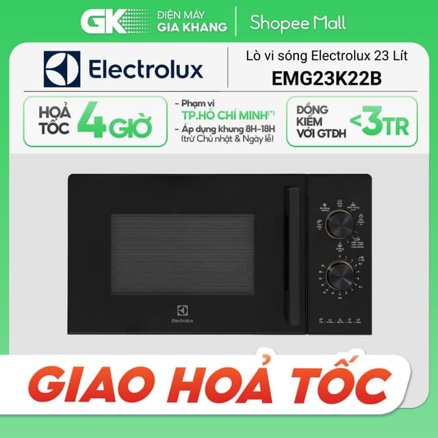 Lò Vi Sóng Có Nướng Electrolux EMG20K22B (20 Lít) / EMG23K22B (23 Lít) (Hỏa Tốc 4H) - Ảnh 3