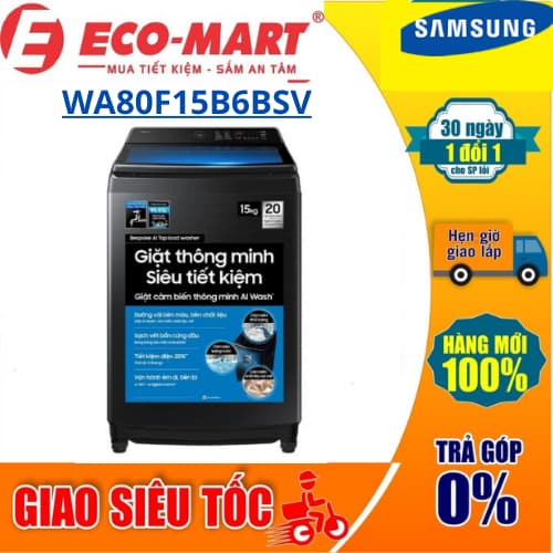 Máy giặt Samsung WA80F15B6BSV Inverter 15 kg - Ảnh 1