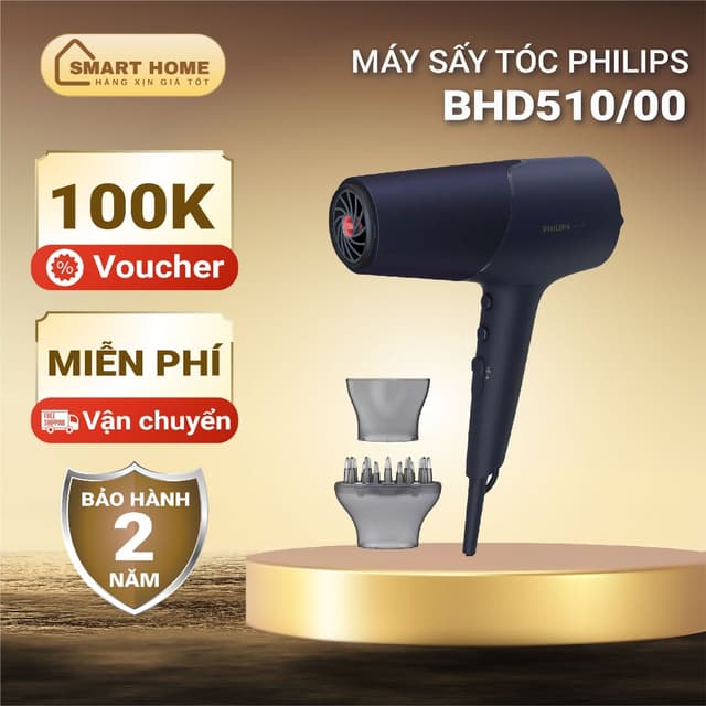 Máy sấy tóc Philips BHD510/00, công suất 2300W, chống quá nhiệt, bảo hành 2 năm | Hàng chính hãng - Ảnh 4