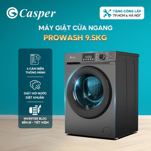 [Shopee - Lắp đặt 0Đ HN HCM] Máy giặt cửa ngang Casper Inverter 8KG/ 9.5KG/ 10.5KG/ 12.5KG - WF-D95VGR1/ WF-D105VGR1 - Ảnh 5
