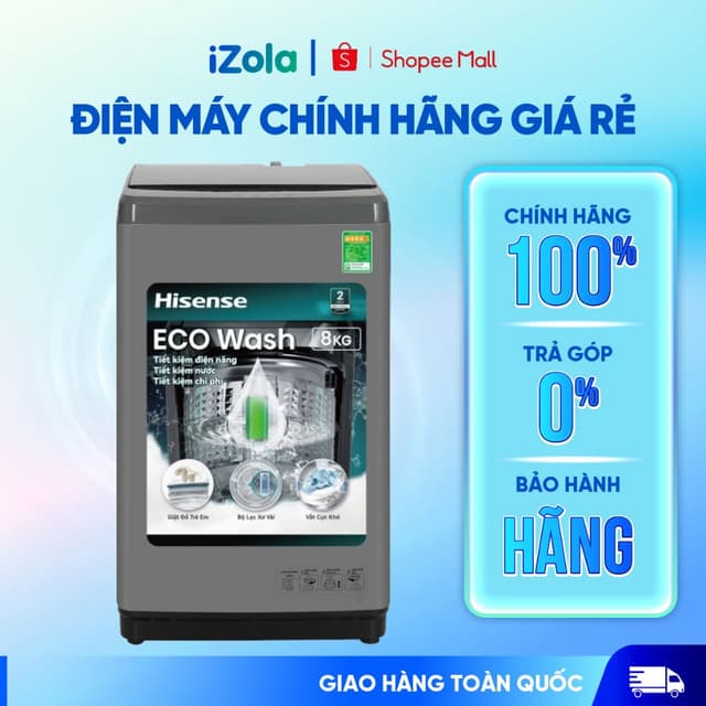 WTZQ8012UT - Máy giặt Hisense 8 kg WTZQ8012UT - Hàng chính hãng - Ảnh 5