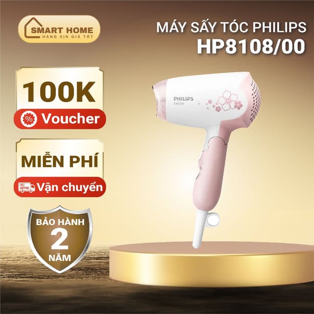 Máy sấy tóc Philips HP8108/00, công suất 1000W, bảo hành 2 năm | Hàng chính hãng - Ảnh 9
