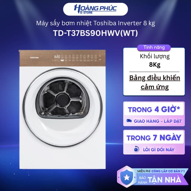 TD-T37BS90HWV(WT) - Máy sấy bơm nhiệt Toshiba 8 kg TD-T37BS90HWV {Ship HCM 0Đ} - Ảnh 8